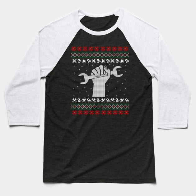 Mechanic Ugly Christmas Sweater Gift Baseball T-Shirt by uglygiftideas